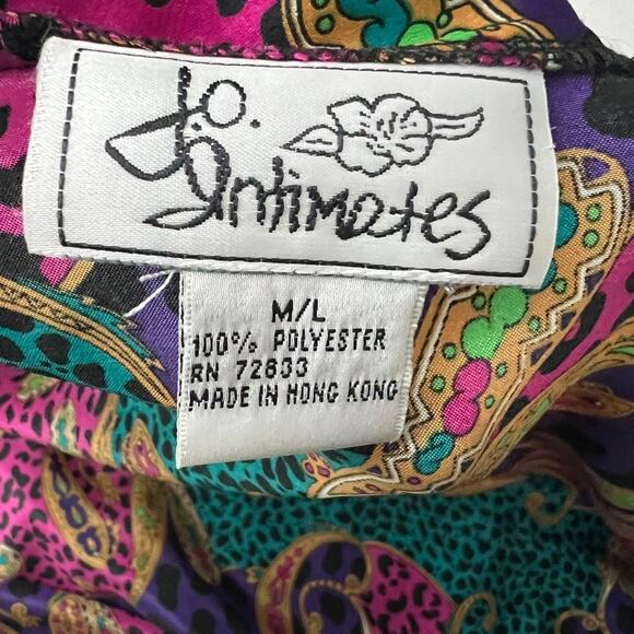 J.O Intimates Leopard Print Paisley Robe Shorter Women Size M/L Vintage Satiny - Picture 10 of 10